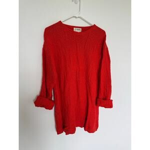 Vintage 90s Butter Mom Yarn Works Red Orange Knit Sweater